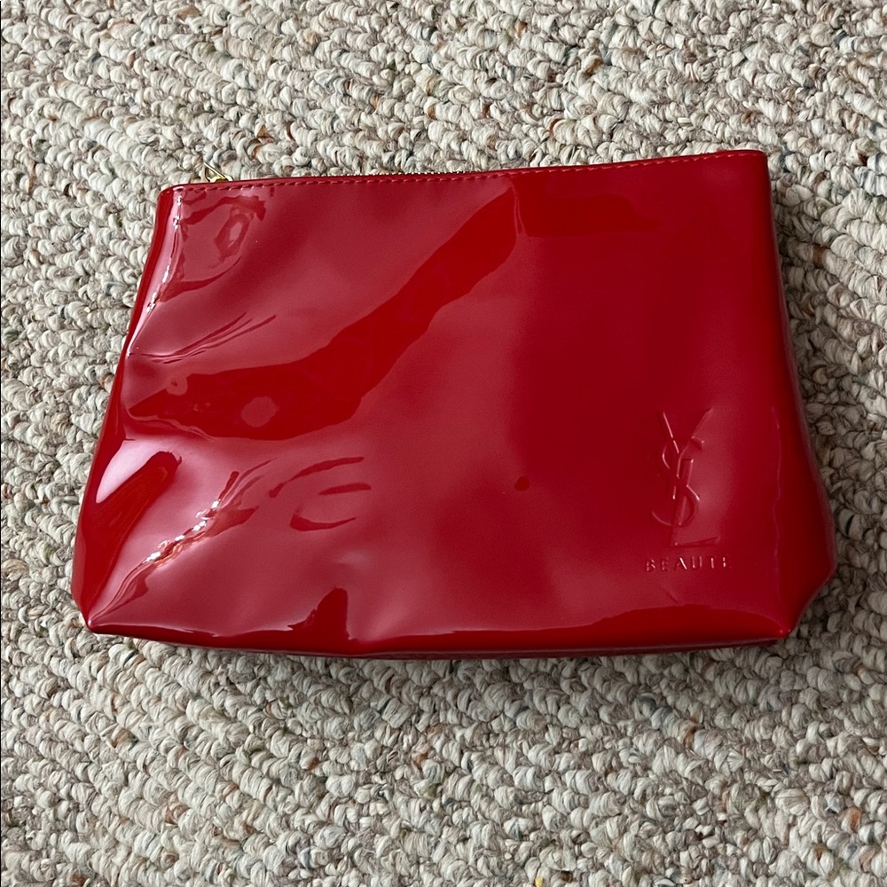 YSL Red Patent Makeup Beaute Bag